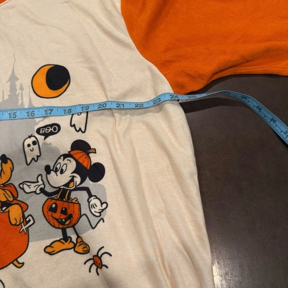Disney Halloween*NO SIZE TAG* Long Sleeve T-Shirt Mickey & Friends Orange White - Picture 8 of 10